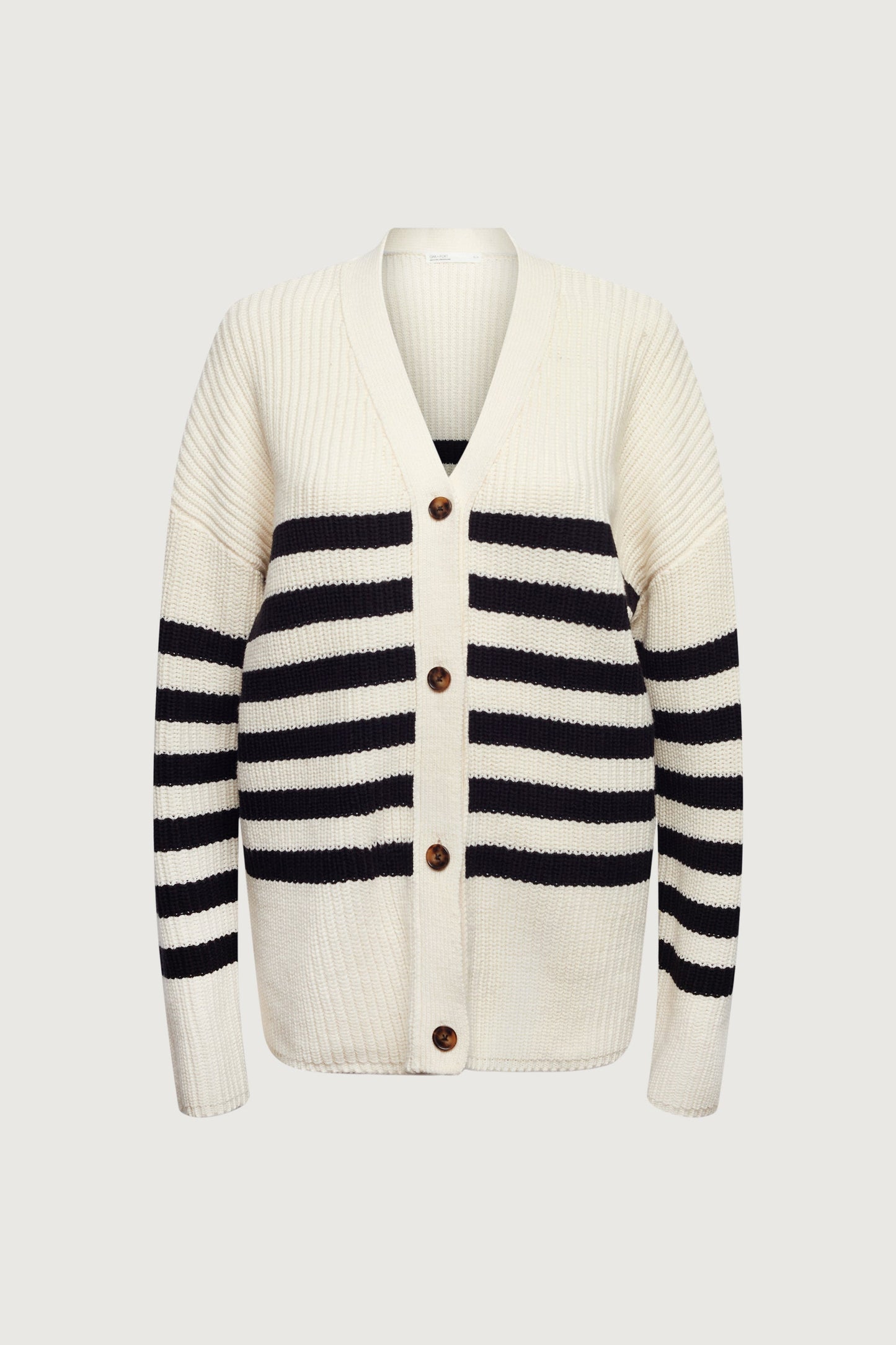 STRIPED BUTTON FRONT CARDIGAN