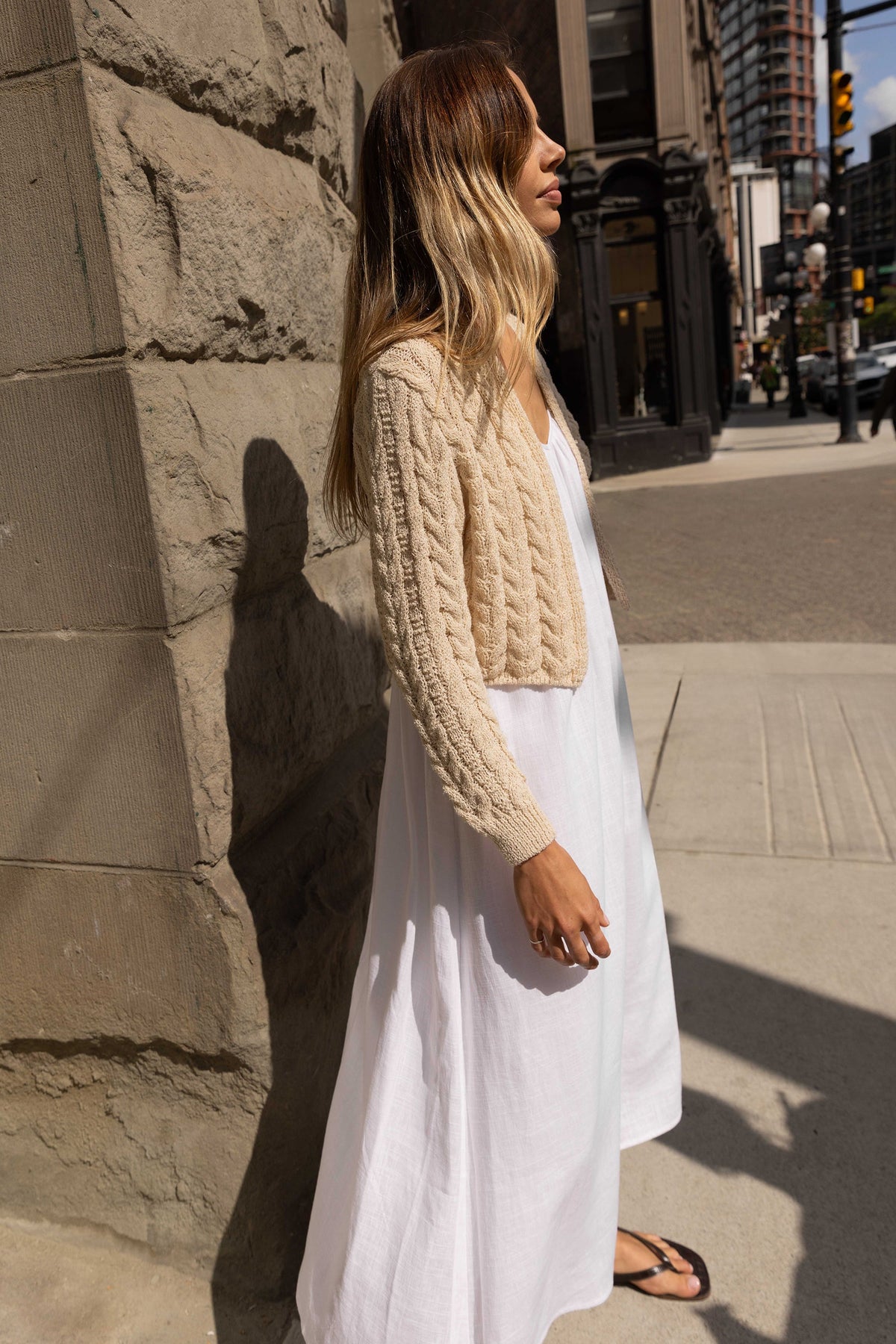 CABLE KNIT LONG-SLEEVE CARDIGAN