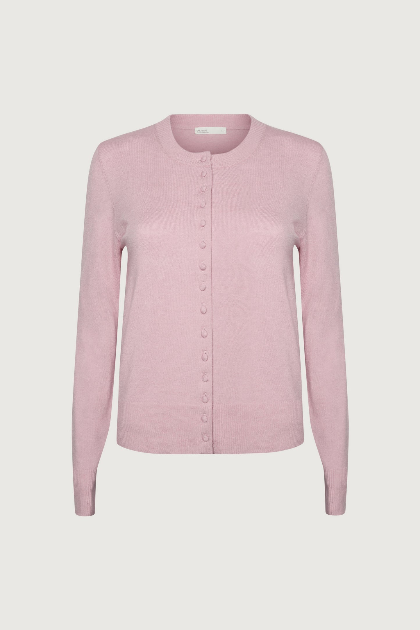 KNIT COVERED BUTTON FRONT CARDIGAN