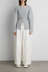 OTTOMAN RIBBED KNIT BUTTON FRONT TOP