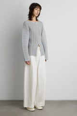 OTTOMAN RIBBED KNIT BUTTON FRONT TOP