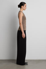 SLEEVELESS BUTTON FRONT KNIT TOP