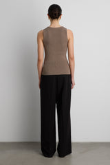 SLEEVELESS BUTTON FRONT KNIT TOP