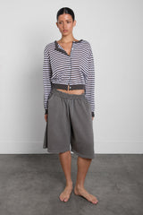 STRIPED ROUND NECK CARDIGAN