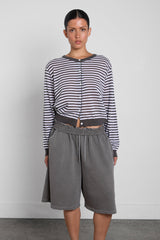 STRIPED ROUND NECK CARDIGAN