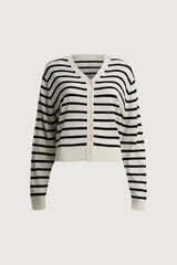V-NECK STRIPED CARDIGAN