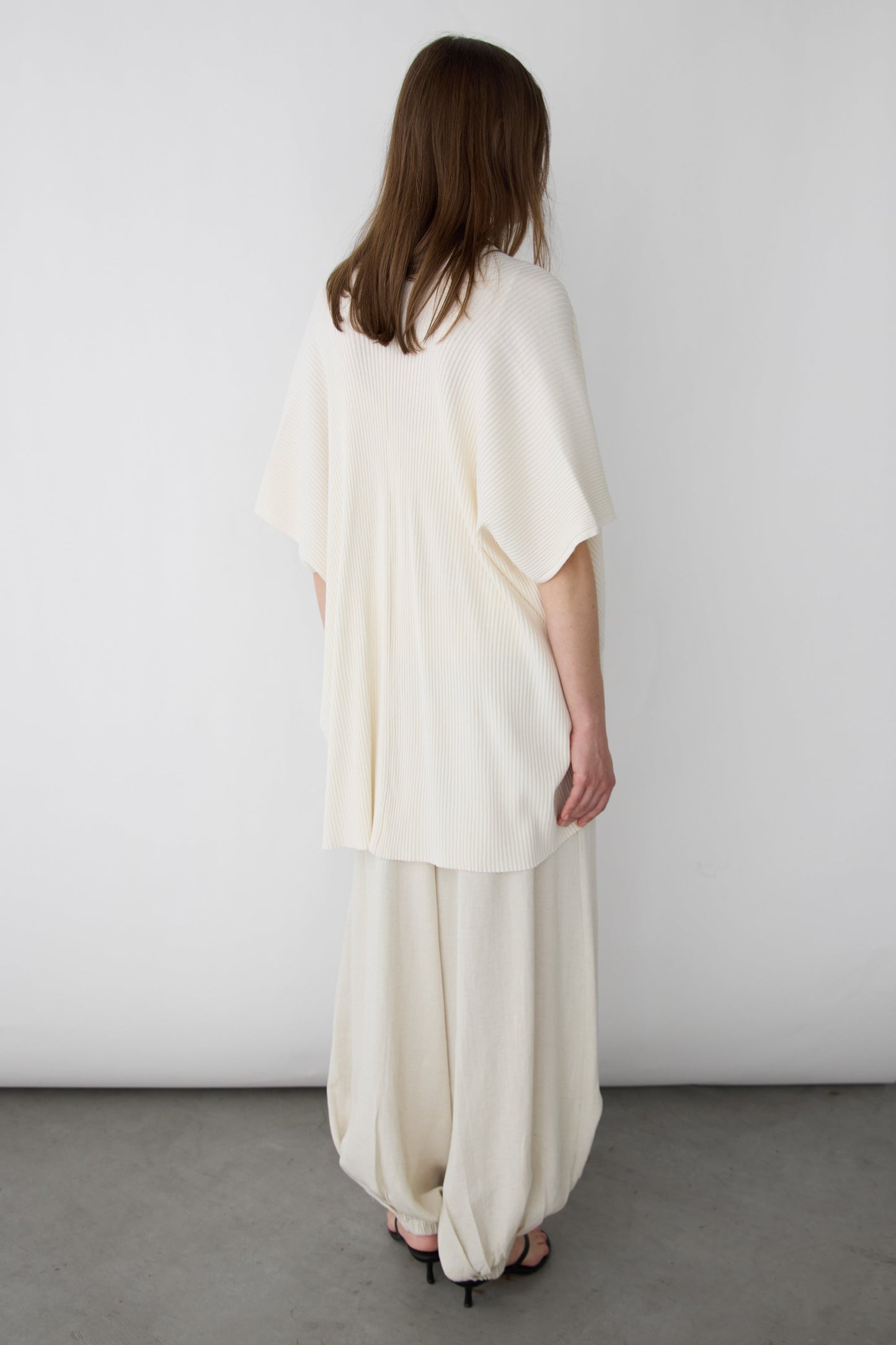 DRAPED OPEN FRONT RIBBED CARDIGAN