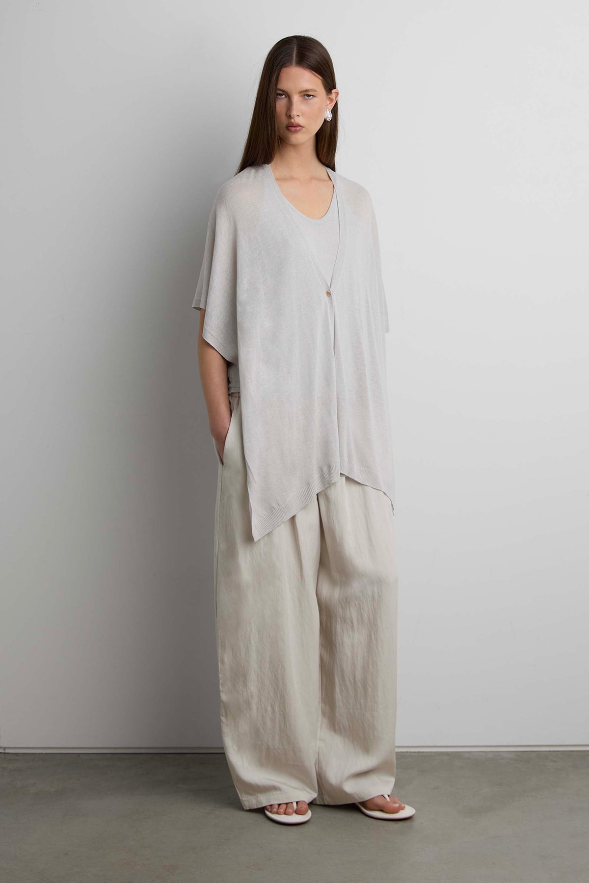 SHEER CARDIGAN WITH BUTTON FRONT
