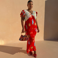 Red Celestial Midi Dress