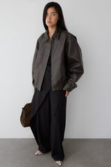 VINTAGE INSPIRED VEGAN LEATHER BOMBER JACKET