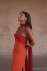 Zahara Dress in Orange and Red - Shipping/Envio 25/05 to 29/05