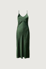 SATIN V-NECK SLIP MIDI DRESS