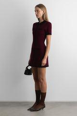 COLLARED CONTRAST TRIM KNIT MINI DRESS