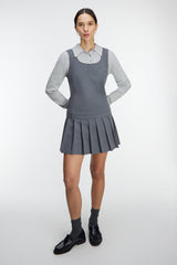 PLEATED SCOOP NECK MINI DRESS