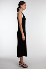 SLEEVELESS CONTRAST TRIM BUTTON FRONT MAXI DRESS