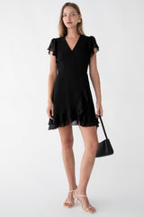 WRAP MINI DRESS WITH RUFFLED HEM