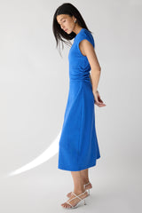SLEEVELESS RUCHED WAIST MIDI DRESS