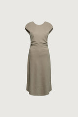 SLEEVELESS RUCHED WAIST MIDI DRESS