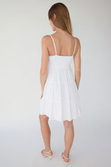 SMOCKED TIERED MINI DRESS
