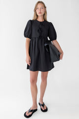 TIE-FRONT BABYDOLL MINI DRESS