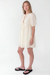 TIE-FRONT BABYDOLL MINI DRESS