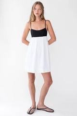 CONTRAST BABYDOLL MIDI DRESS