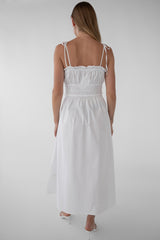 SHIRRED BODICE MIDI DRESS