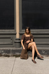 LINEN BLEND MINI DRESS