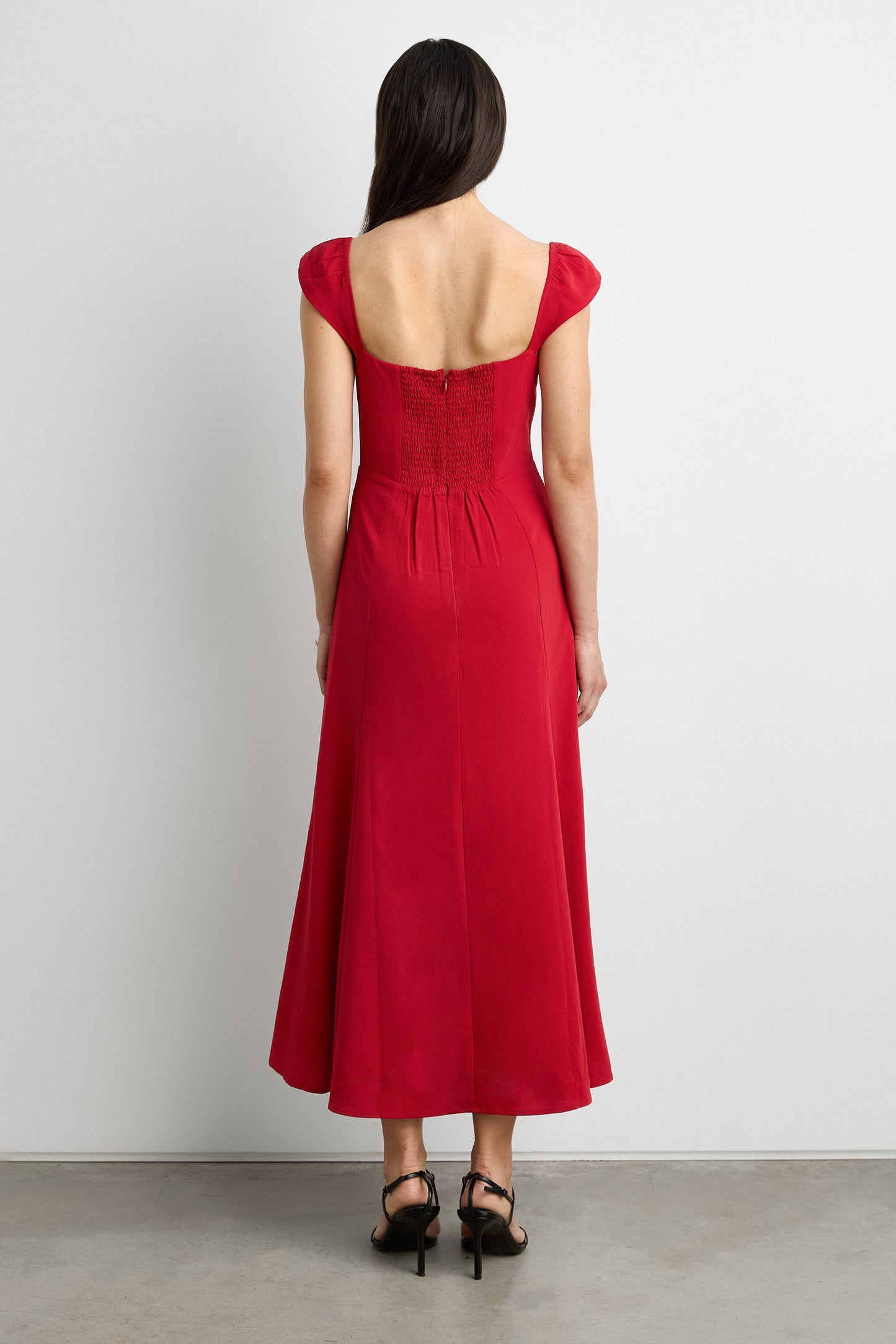 SWEETHEART NECKLINE CORSET MIDI DRESS