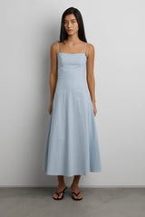 LINEN BLEND MIDI DRESS