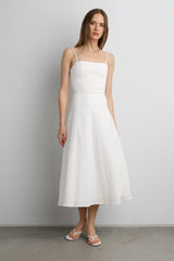 LINEN BLEND MIDI DRESS