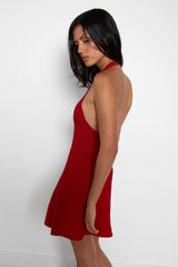 KNIT HALTER NECK MINI DRESS