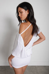 OFF SHOULDER OPEN BACK MINI DRESS