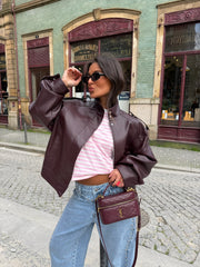Oversized Structured Jacket in Burgundy