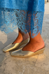 Gold Wedge Mule