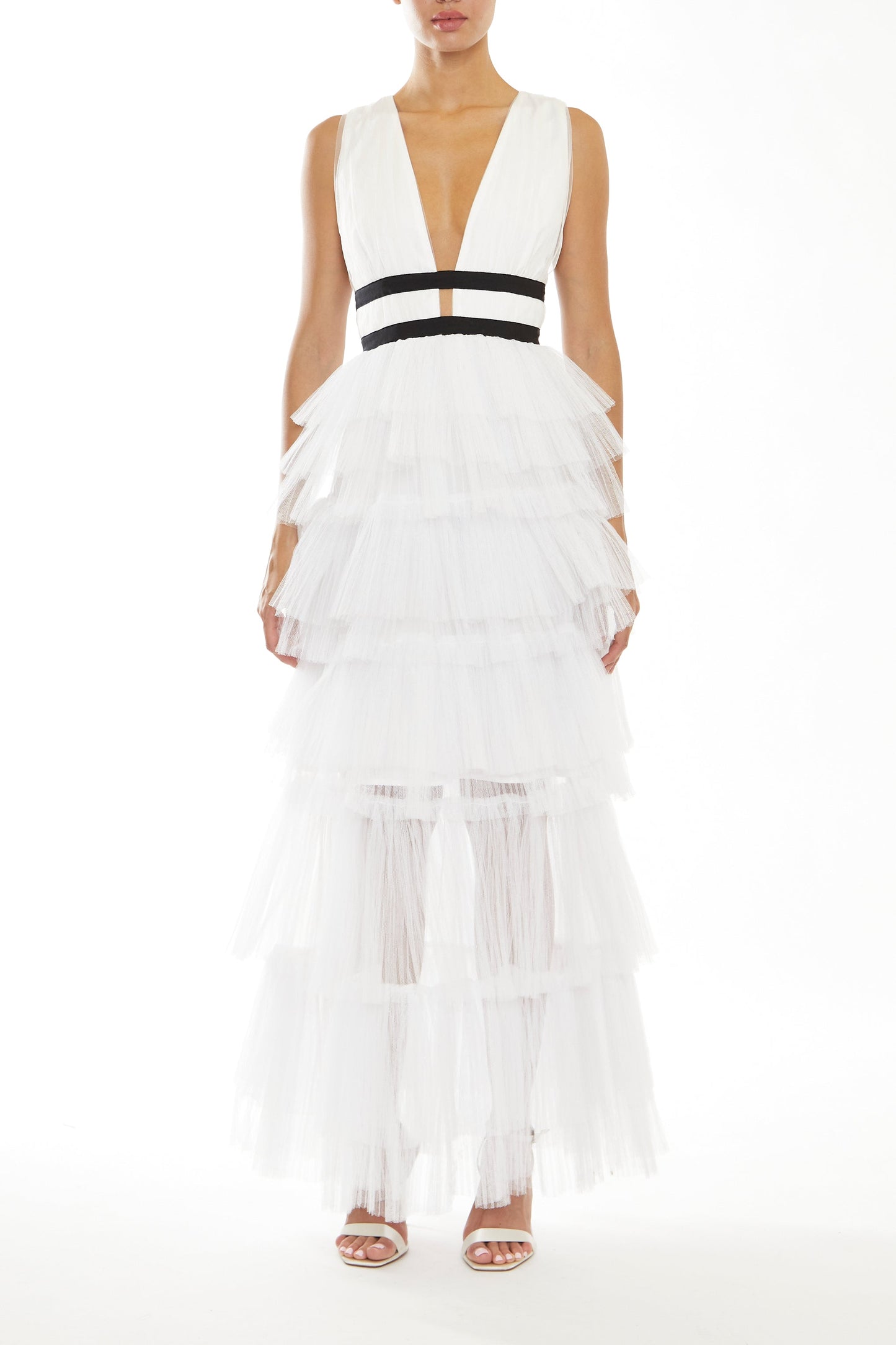 True Decadence Eliza White Tulle Maxi Dress