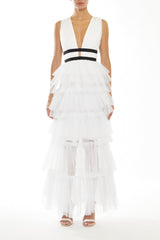 True Decadence Eliza White Tulle Maxi Dress