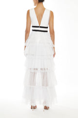 True Decadence Eliza White Tulle Maxi Dress