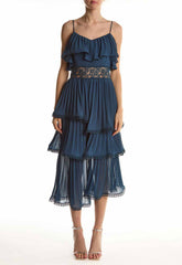True Decadence Petrol Blue Waterfall Midi Dress