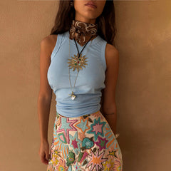 Ice Blue Ribbed Tank Top