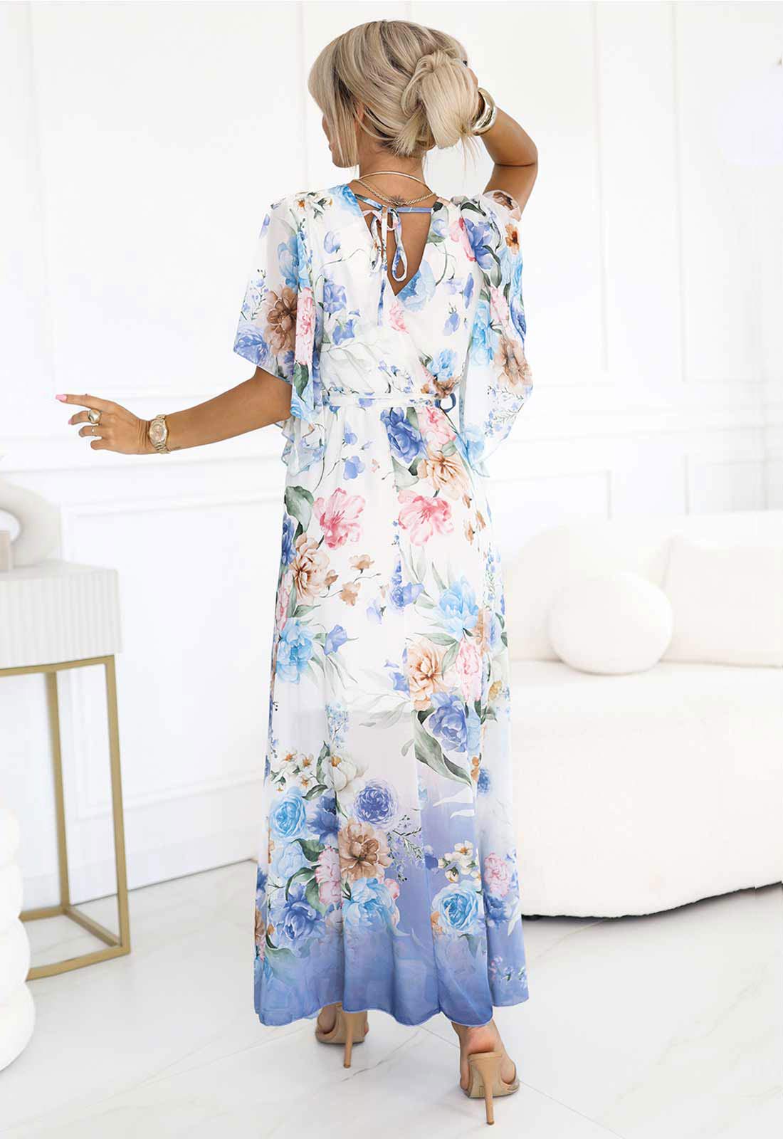 LBD Exclusive Blue Summer Vibes Floral Maxi Dress