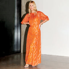 Orange Jacquard Bibi Dress