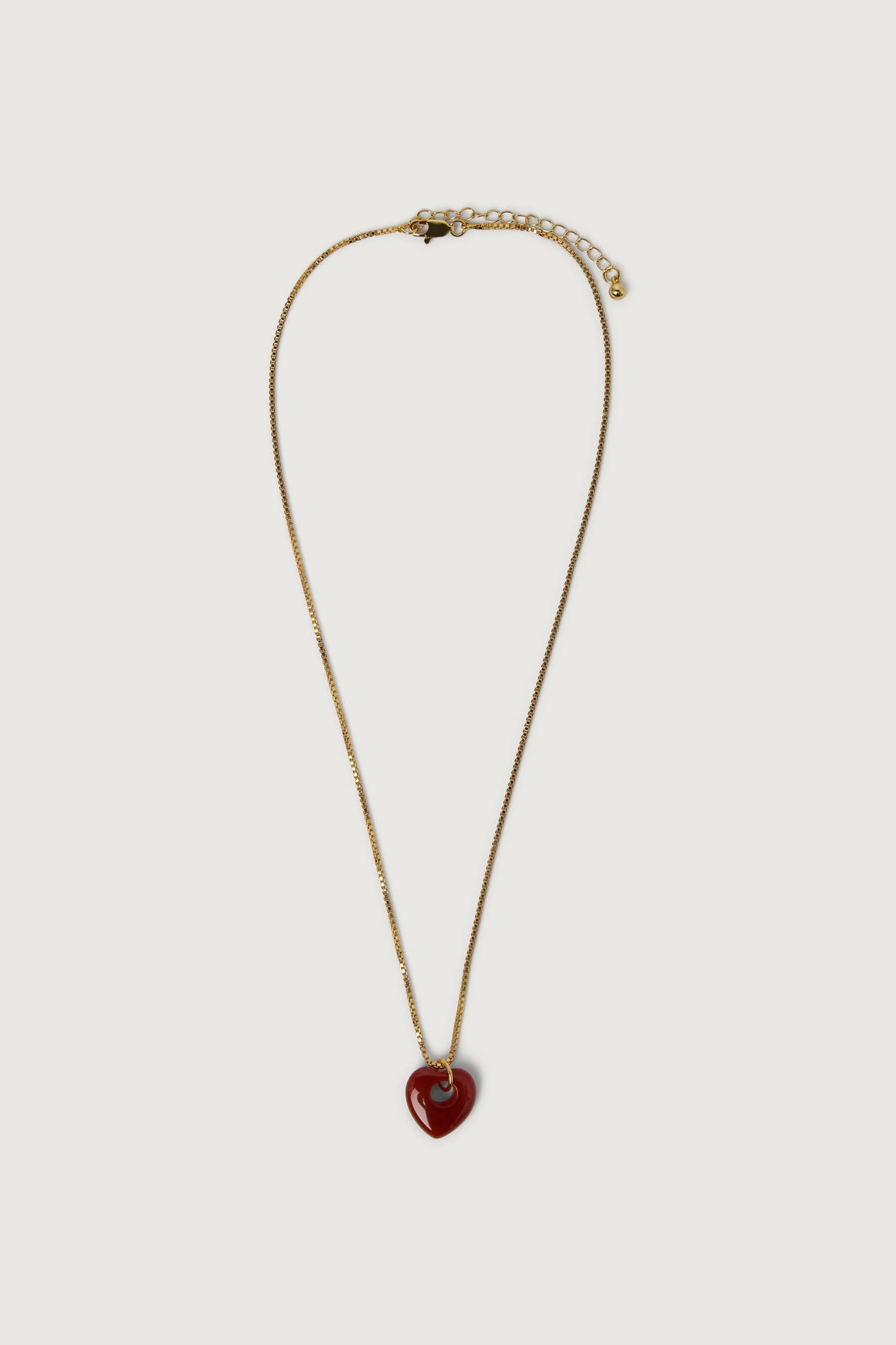 RED AGATE HEART PENDANT NECKLACE