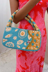 Blue and Yellow Morocco Beaded bag