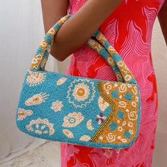 Blue and Yellow Morocco Beaded bag