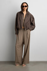 CROPPED TEXTURED FUNNEL NECK JACKET