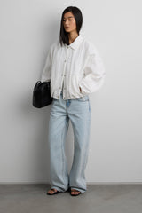 NYLON BUTTON FRONT BALLOON HEM JACKET