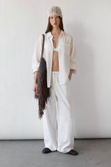 LINEN BLEND WIDE LEG PANT
