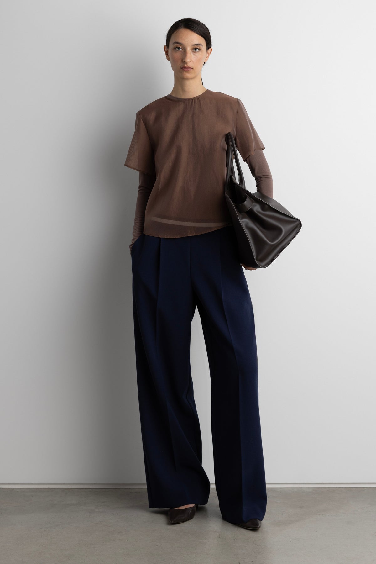 STRIPED ELASTICATED WAIST STRAIGHT LEG PANT