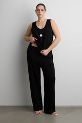 SCUBA ELASTIC WAIST STRAIGHT LEG PANT
